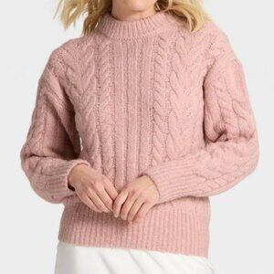 Cozy Women's Pink Cable Knit Sweater